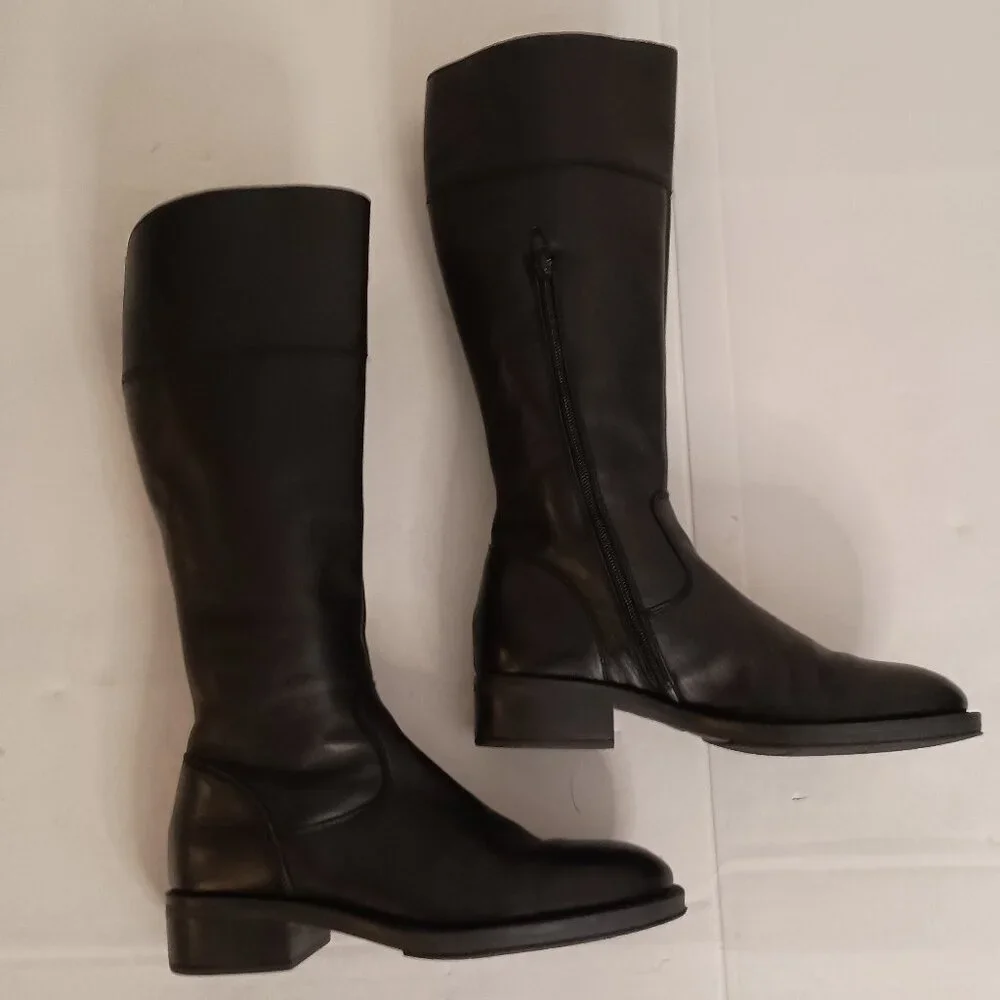 Frau Black Leather Knee High Boots Womens Size 8 - Picture 6 of 16